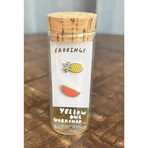 Yellow Owl Workshop New Stud Earrings Pineapple And Watermelon Set 22K Gold Gilt